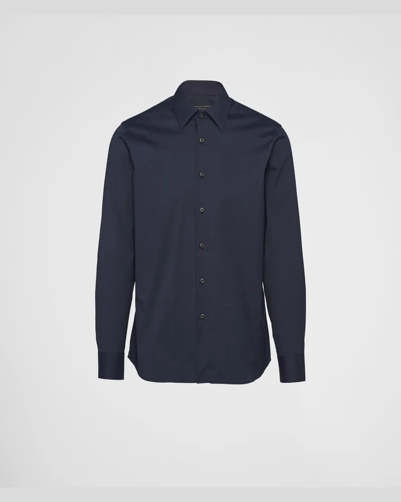 Prada Hemd Aus Stretch-Popeline Blau