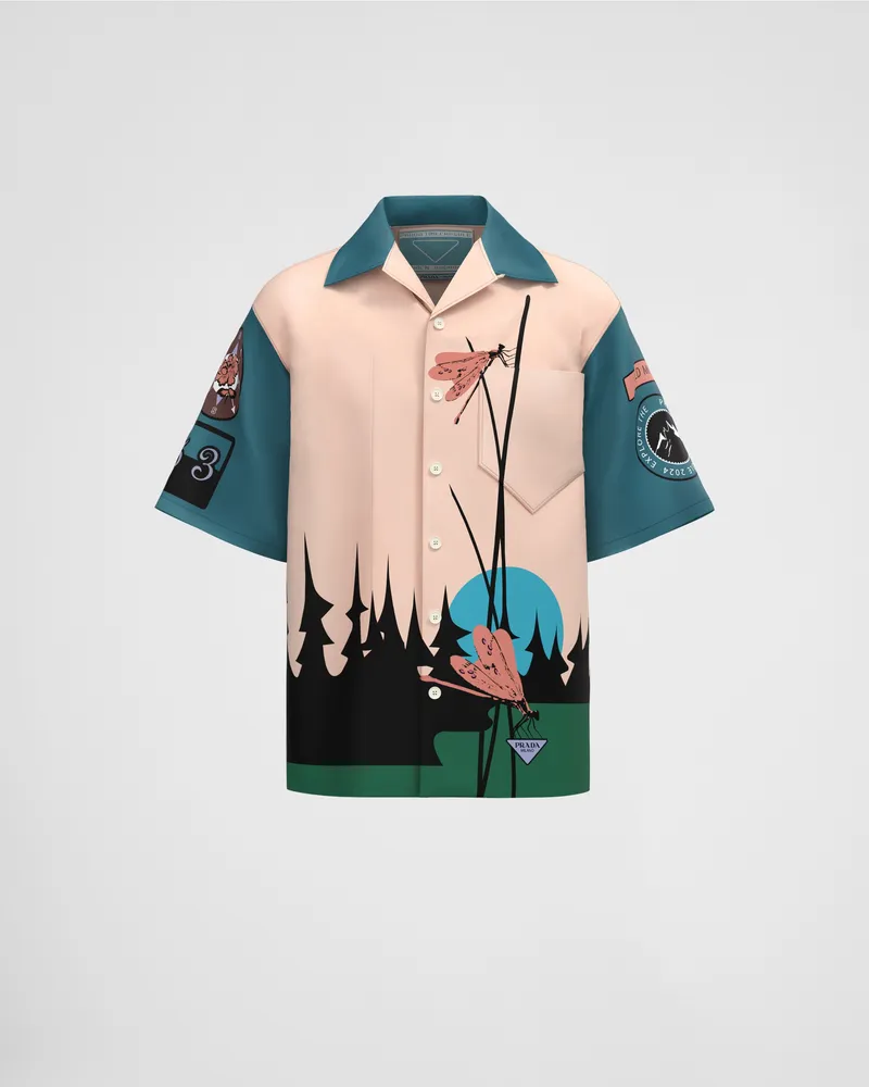 Prada Timecapsule-Hemd aus bedruckter Baumwolle Pfirsich