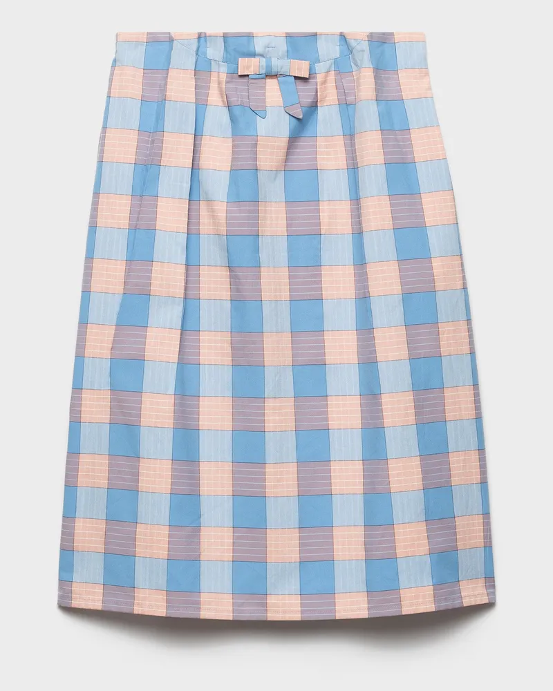 Prada Midirock aus Popeline mit Karomuster Alabasterrosa