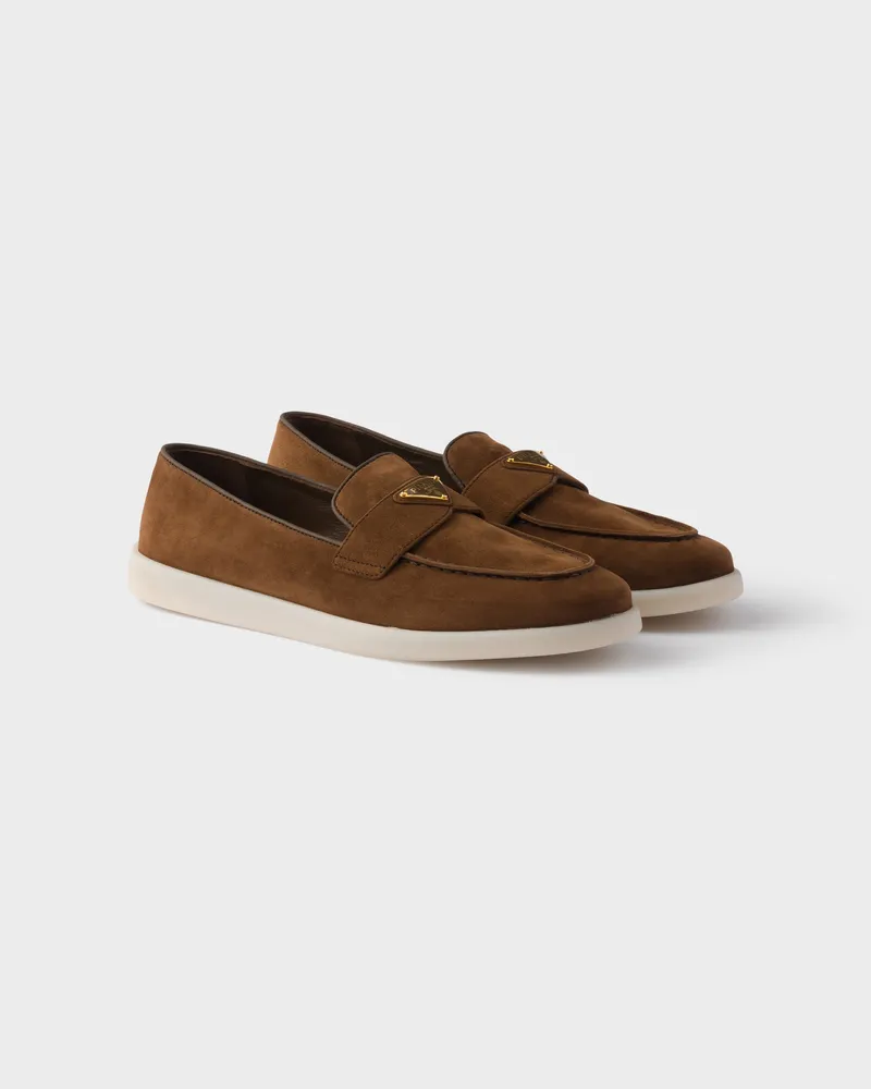 Prada Loafer aus Wildleder Kakaobraun