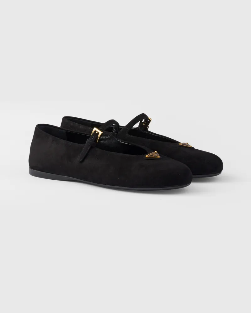 Prada Ballerinas aus Wildleder Schwarz
