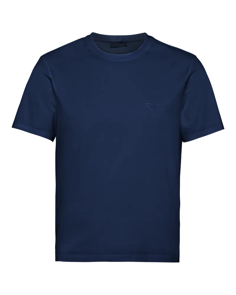 Prada T-Shirt aus Stretch-Baumwolle Marineblau