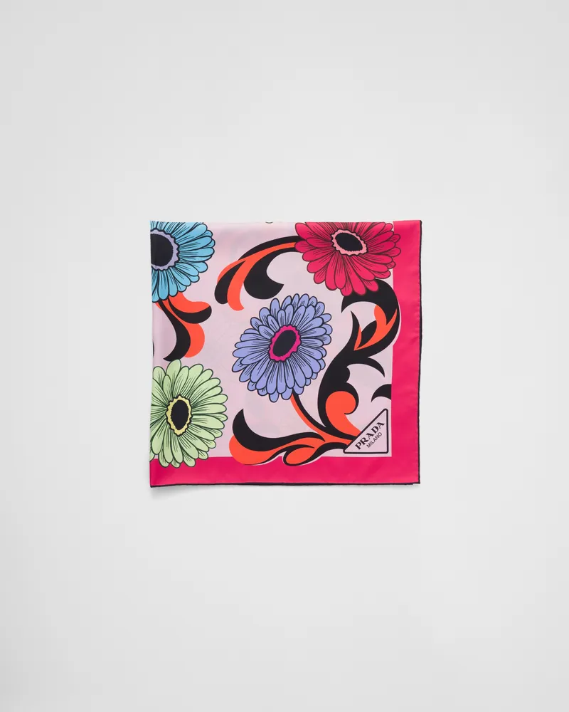 Prada Schal aus Seidentwill mit Print, 90 x 90 Alabasterrosa