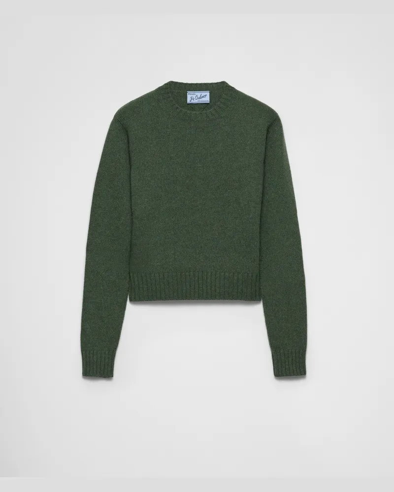 Prada Rippstrickpullover aus Re-Kaschmir Lodengrün