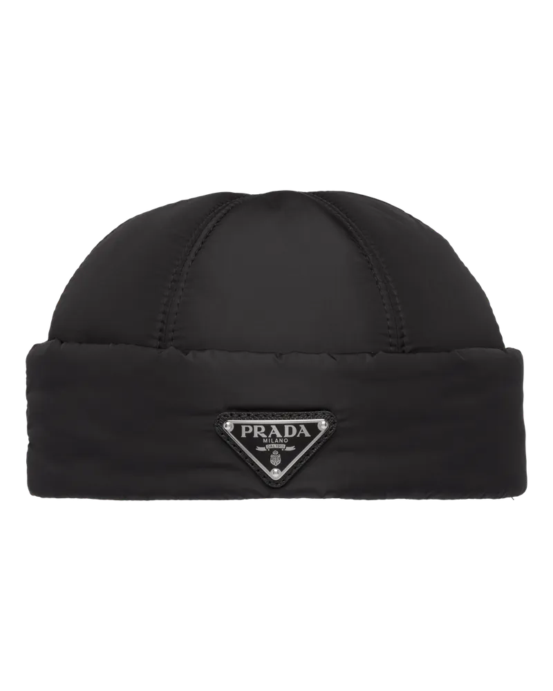 Prada Strickmütze aus Re-Nylon Schwarz