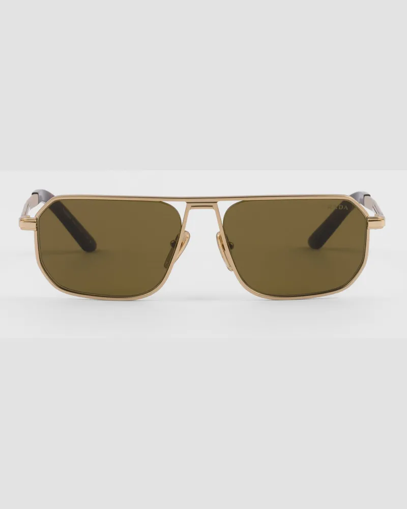 Prada Sonnenbrille mit ikonischer Plakette aus Metall Lodengrüne