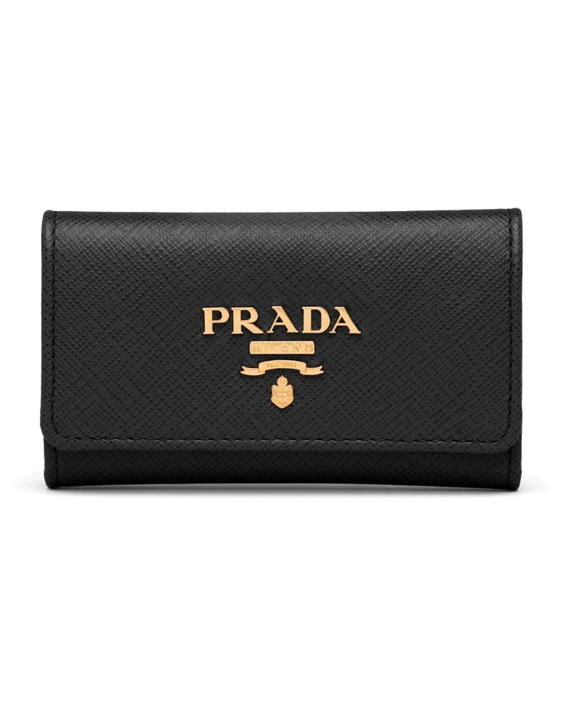 Prada Schlüsselanhänger Aus Saffiano-leder, Damen, Schwarz Schwarz