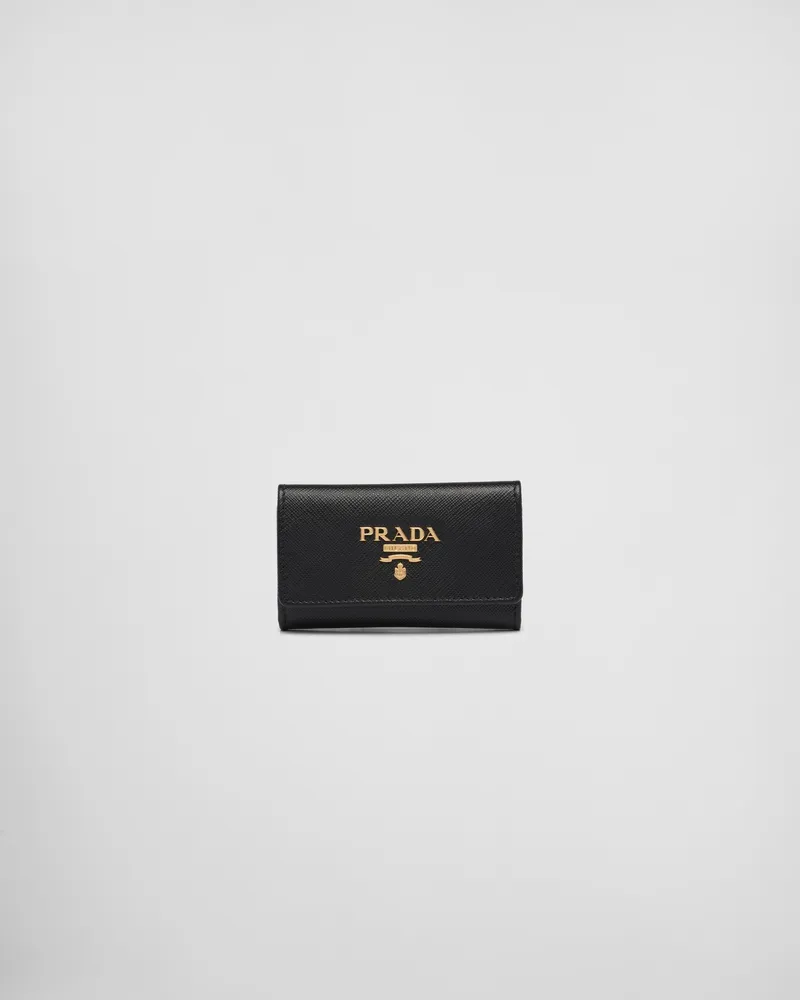 Prada Schlüsselanhänger aus Saffiano-Leder Schwarz