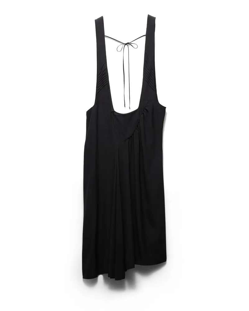 Prada Satin-sablé-kleid Mit Hosenträgern , Damen, Schwarz, Größe Schwarz