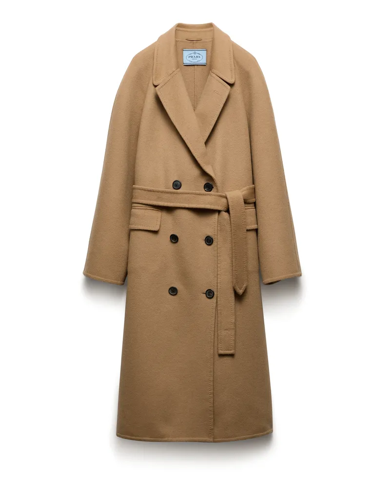 Prada Doppelreihiger Mantel Aus Kaschgora, Damen, Kamelbraun, Größe Kamelbraun