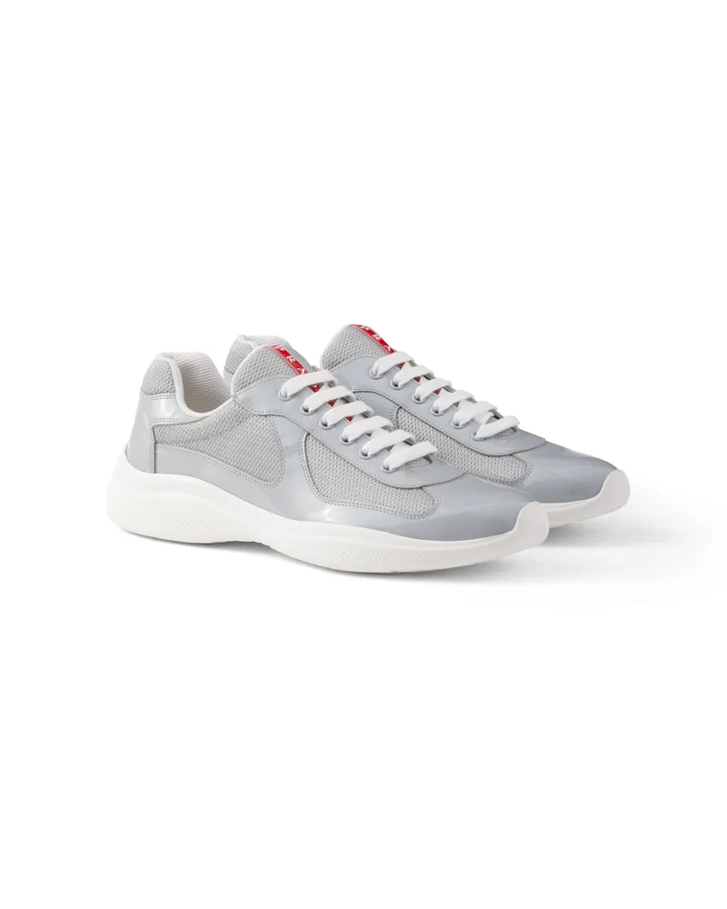 Prada America’s Cup Sneaker Aus Lackleder Und Funktionsgewebe, Herren, Perlfarben / Silber, Größe 9,5 Perlfarben
