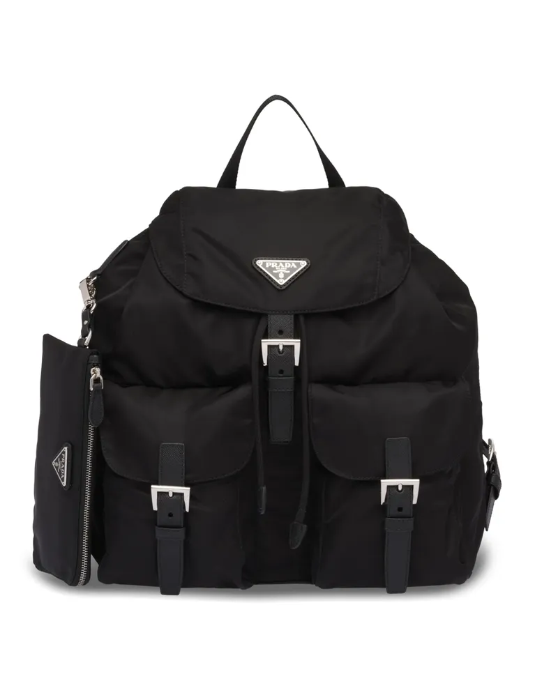 Prada Mittelgroßer Rucksack Aus Re-nylon, Damen, Schwarz Schwarz