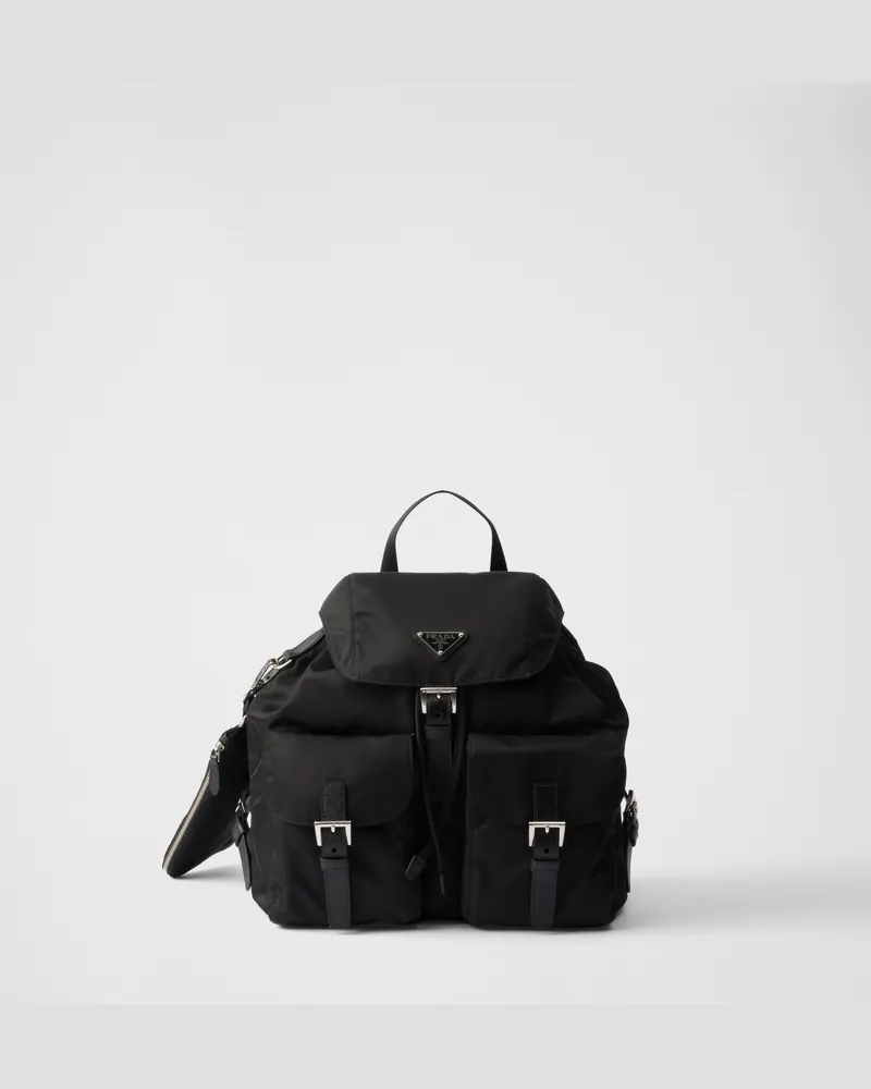 Prada Mittelgroßer Rucksack aus Re-Nylon Schwarz