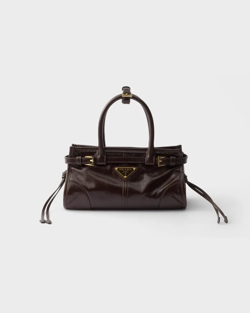Prada Bonnie Mini-handtasche Aus Leder, Damen, Dunkelbraun Dunkelbraun