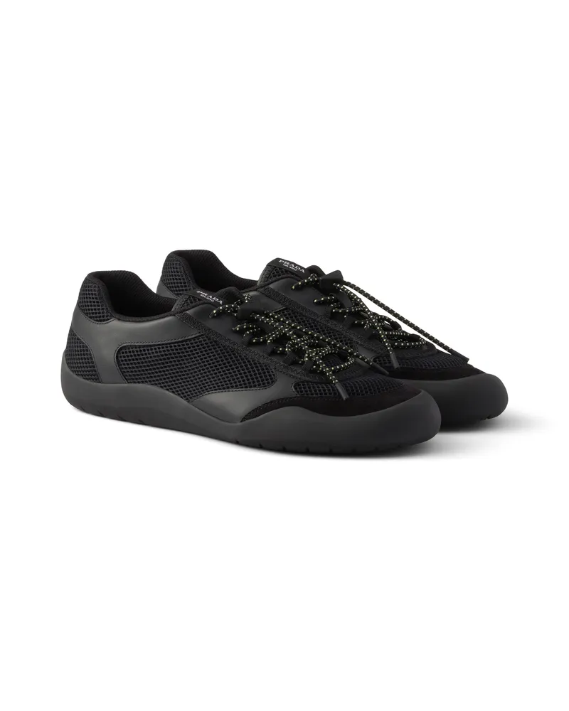 Prada Speedrock Sneaker Aus Leder Und Mesh, Herren, Schwarz, Größe 10,5 Schwarz