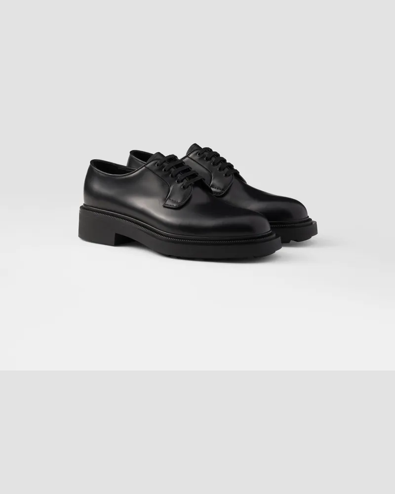 Prada Derby-Schuhe aus gebürstetem Leder Schwarz