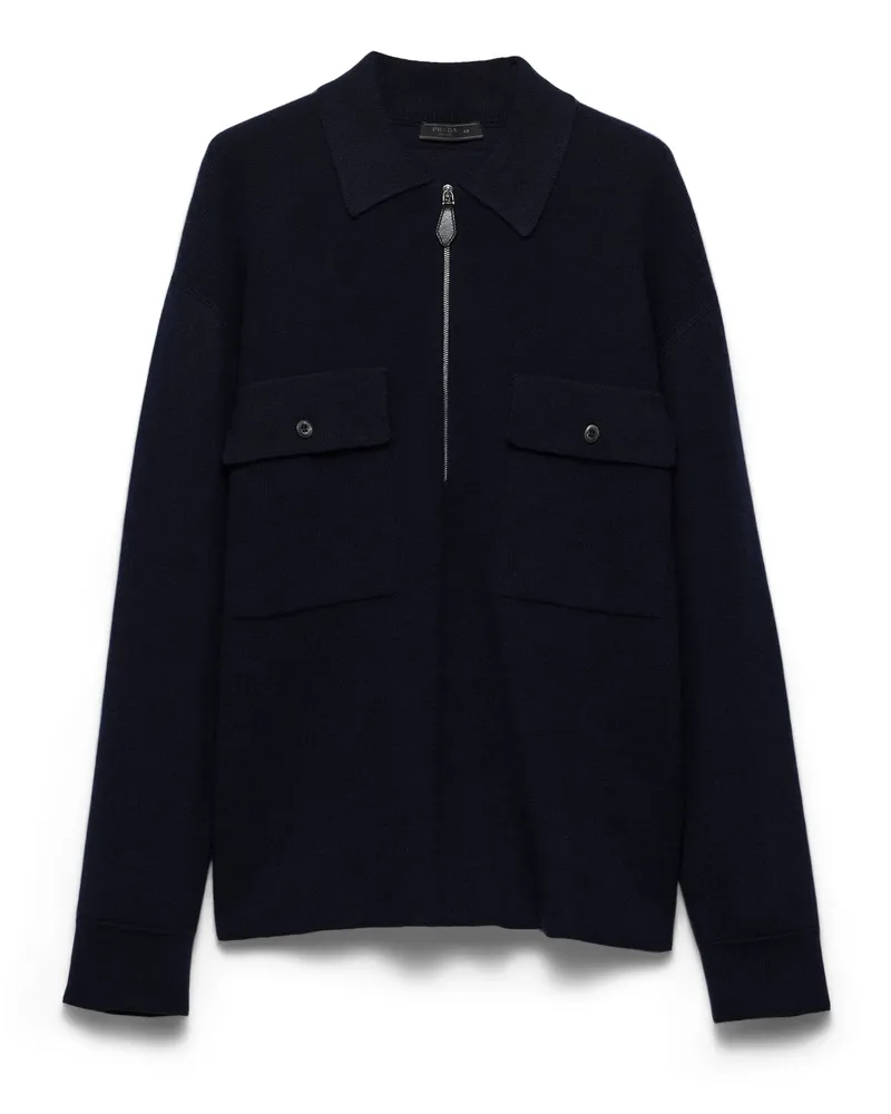 Prada Poloshirt Aus Kaschmir, Herren, Blau, Größe Blau