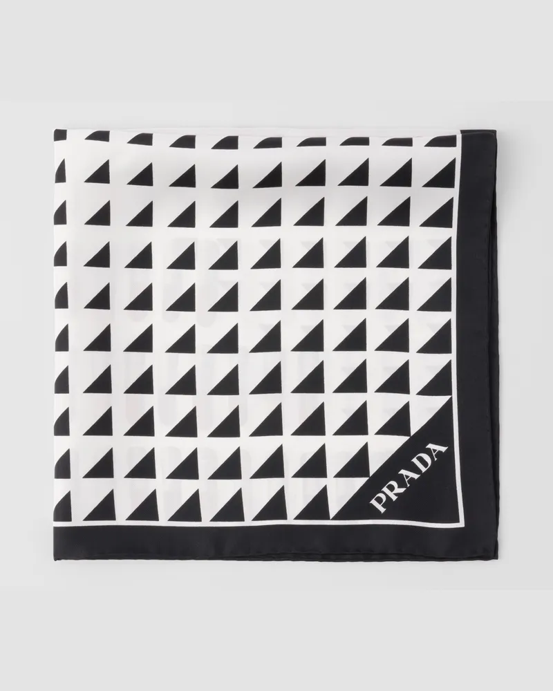 Prada Schal aus Seidentwill mit Print, 55 x 55 Schwarz