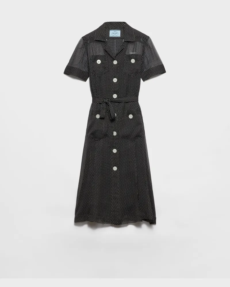 Prada Blusenkleid aus Seiden-Chiffon mit Punktmuster Schwarz