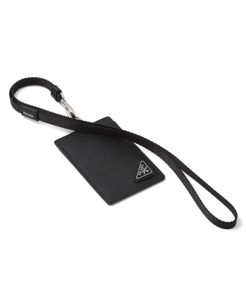 Prada Ausweisetui Aus Saffiano-leder, Herren, Schwarz Schwarz