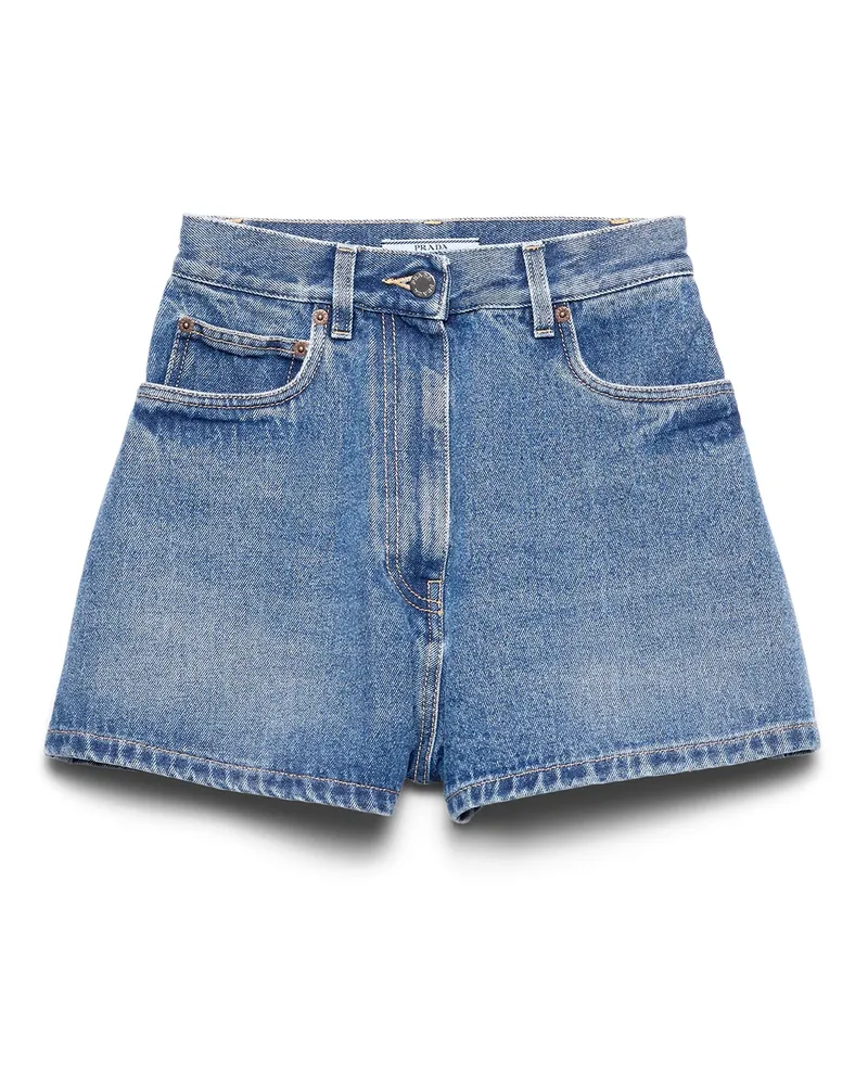 Prada Shorts Aus Denim, Damen, Hellblau, Größe Hellblau