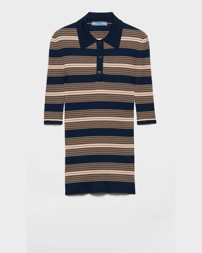 Prada Gestreiftes Poloshirt aus Baumwolle Marineblau