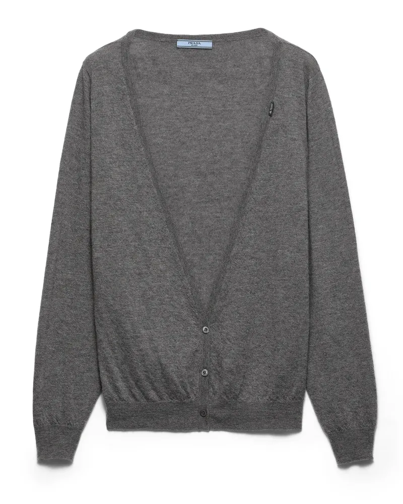 Prada Strickjacke Aus Kaschmir, Damen, Schiefergrau, Größe Schiefergrau