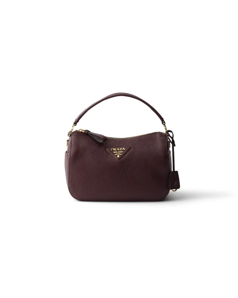 Prada Kleine Tasche Aus Leder, Damen, Burgunder Burgunder