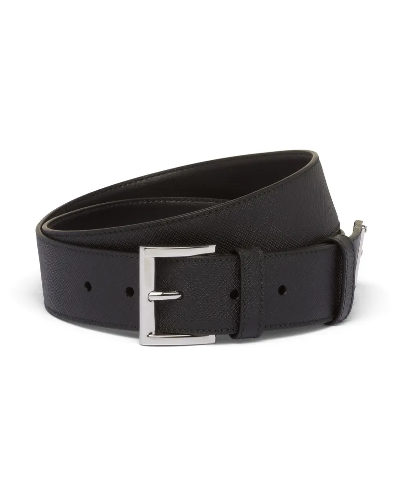 Prada Gürtel Aus Saffiano-leder, Herren, Schwarz, Größe Schwarz
