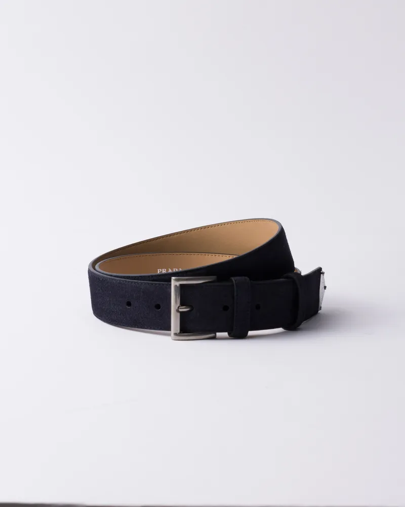 Prada Gürtel Aus Wildleder, Herren, Blau, Größe Blau