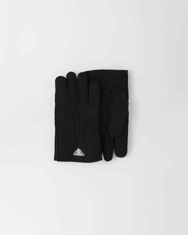 Prada Handschuhe aus Schaf-Wildleder Schwarz
