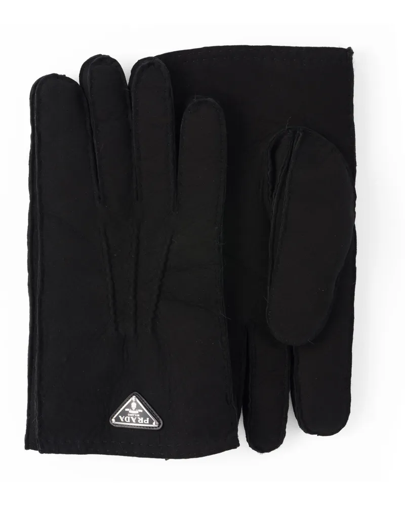 Prada Handschuhe Aus Schaf-wildleder, Herren, Schwarz, Größe 8 Schwarz