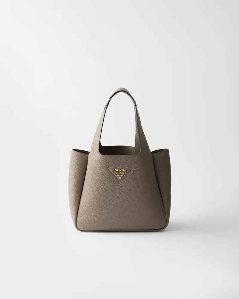 Prada Kleine Tote Bag aus Leder Lehmgrau