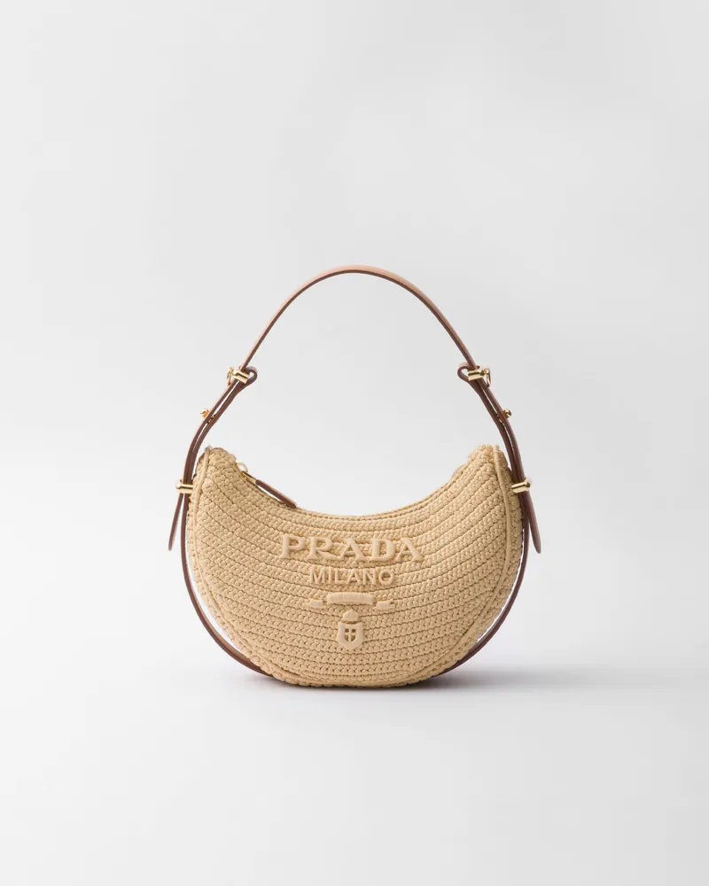 Prada Arqué Schultertasche aus Häkelarbeit Natur