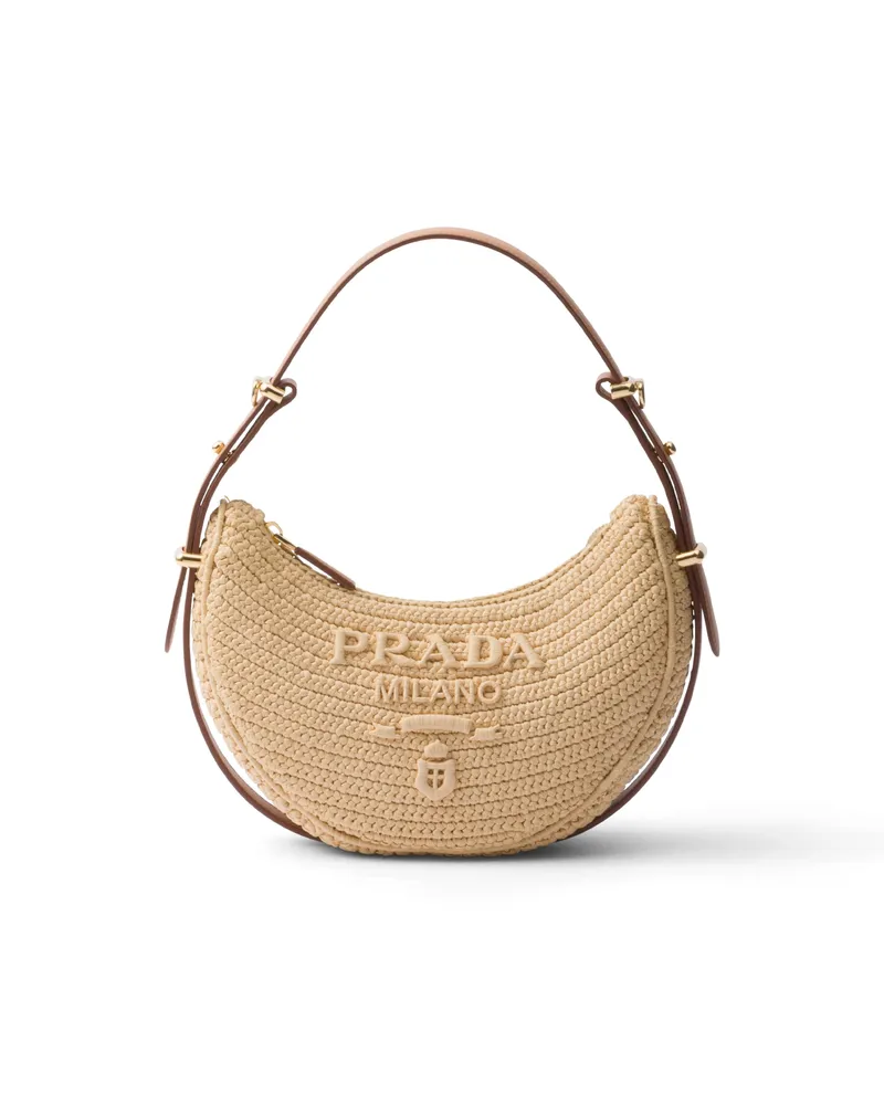 Prada Arqué Schultertasche Aus Häkelarbeit, Damen, Natur Natur