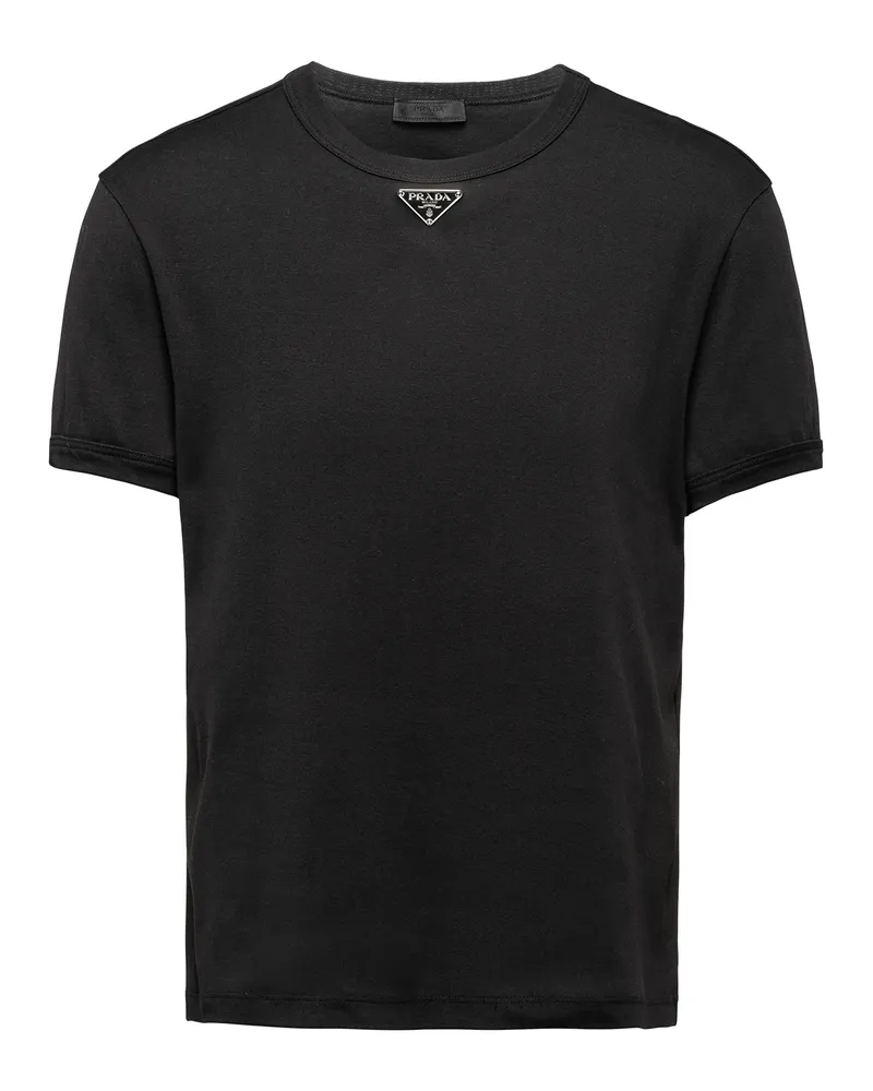 Prada T-shirt Aus Baumwolle, Herren, Schwarz, Größe Schwarz