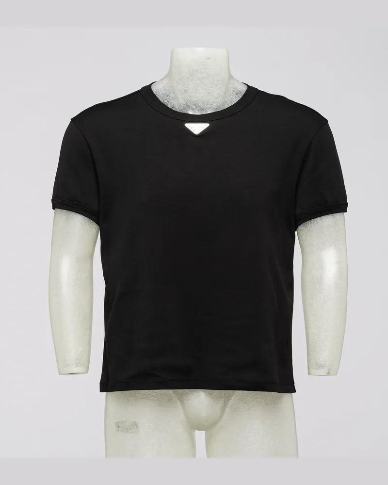 Prada T-shirt Aus Baumwolle, Herren, Schwarz, Größe Schwarz