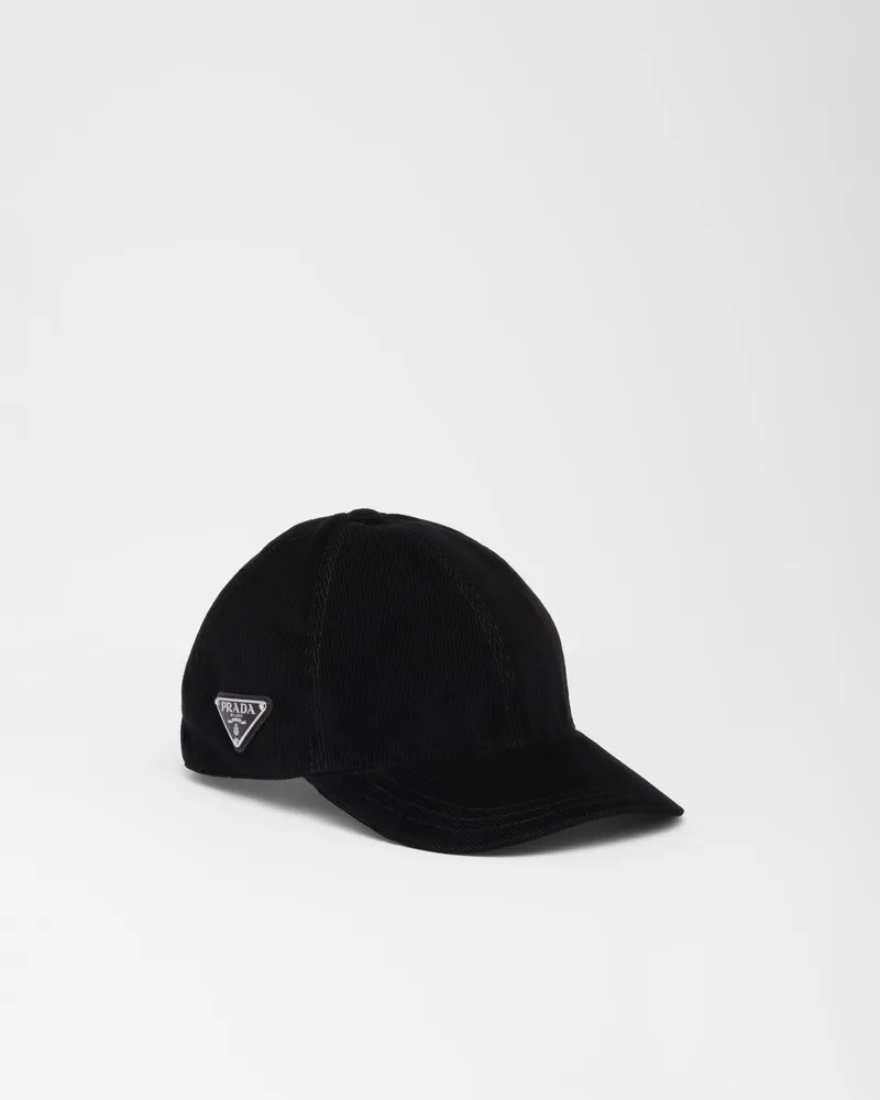 Prada Baseballkappe aus Cord Schwarz