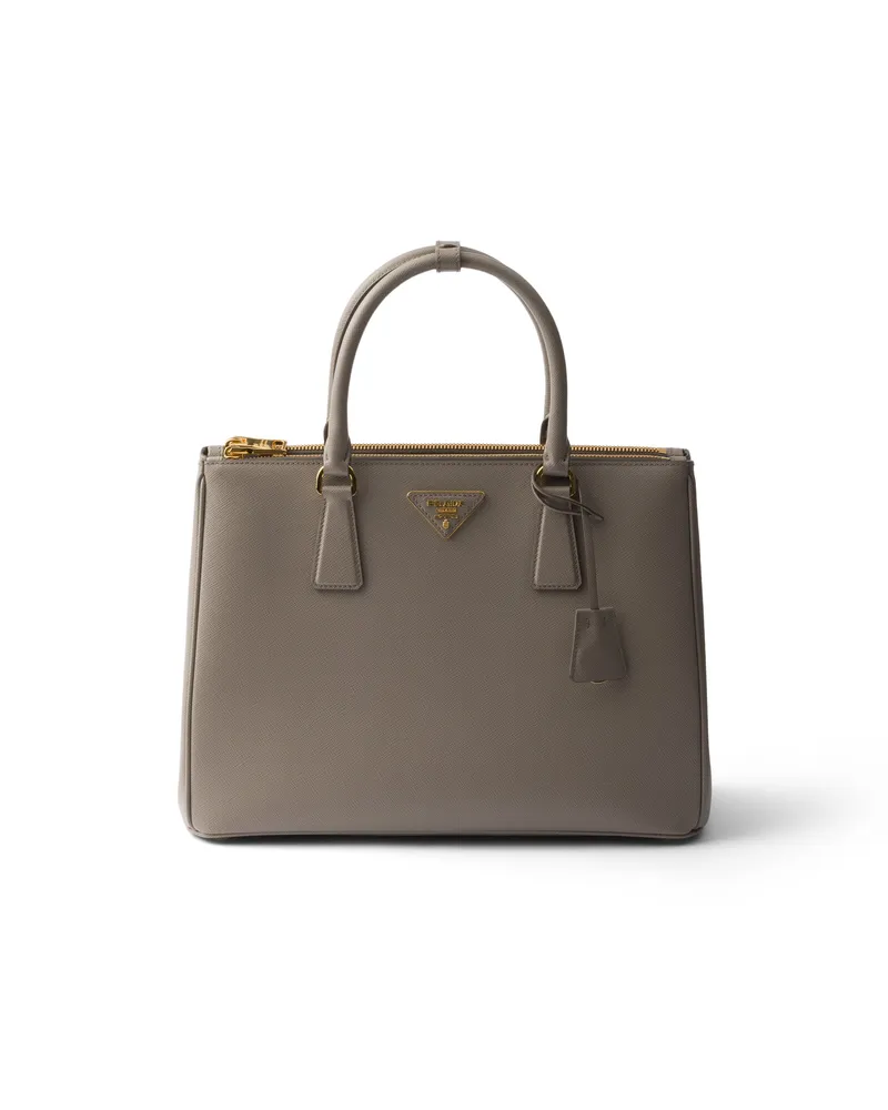 Prada Große  Galleria Tasche Aus Saffiano-leder, Damen, Lehmgrau Lehmgrau