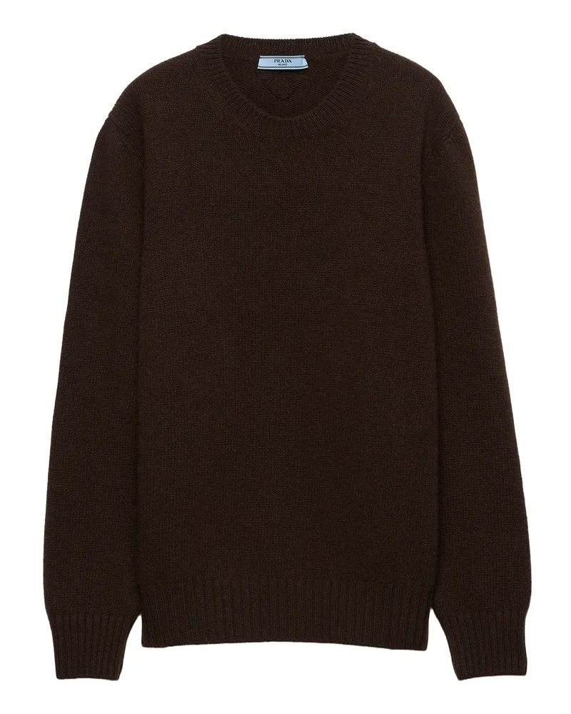 Prada Rundhalspullover Aus Wolle Und Kaschmir, Damen, Dunkelbraun, Größe Dunkelbraun