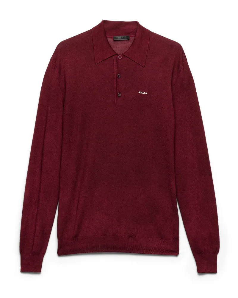 Prada Polopullover Aus Wolle Und Seide, Herren, Burgunderrot, Größe Burgunderrot