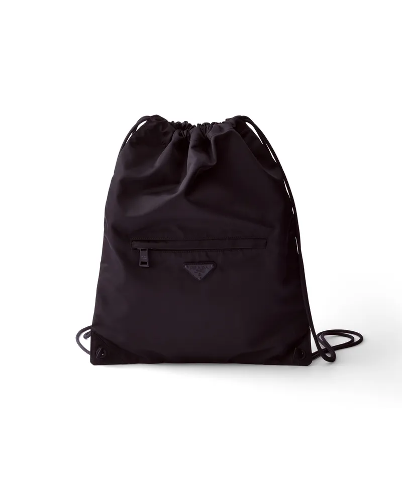 Prada Rucksack Mit Kordelzug Aus Re-nylon, , Schwarz Schwarz