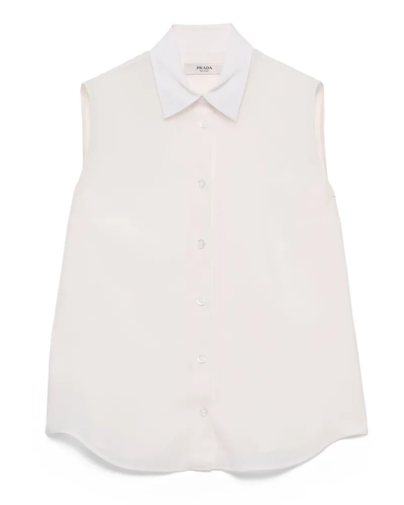 Prada Hemd Aus Crêpe De Chine, Damen, Elfenbein, Größe Elfenbein