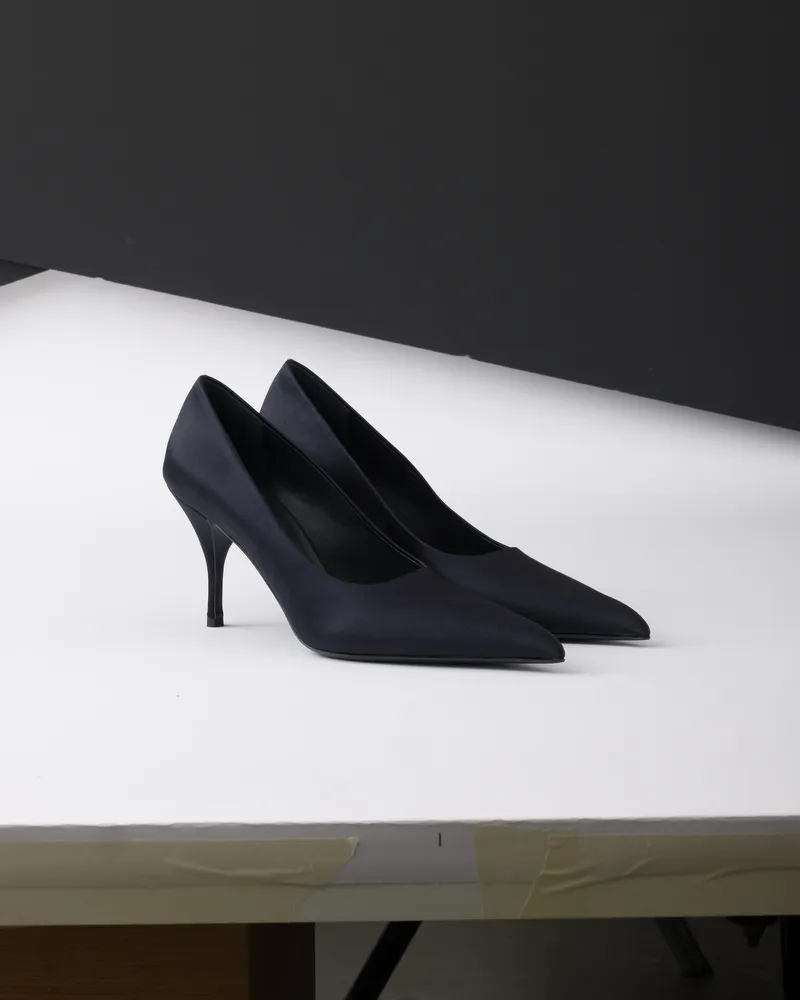 Prada Pumps Aus Satin, Damen, Blau, Größe Blau