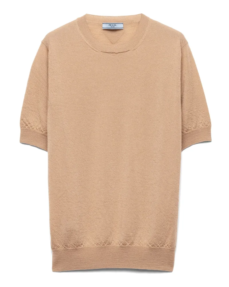 Prada Rundhalspullover Aus Kaschmir, Damen, Kamelbraun, Größe Kamelbraun