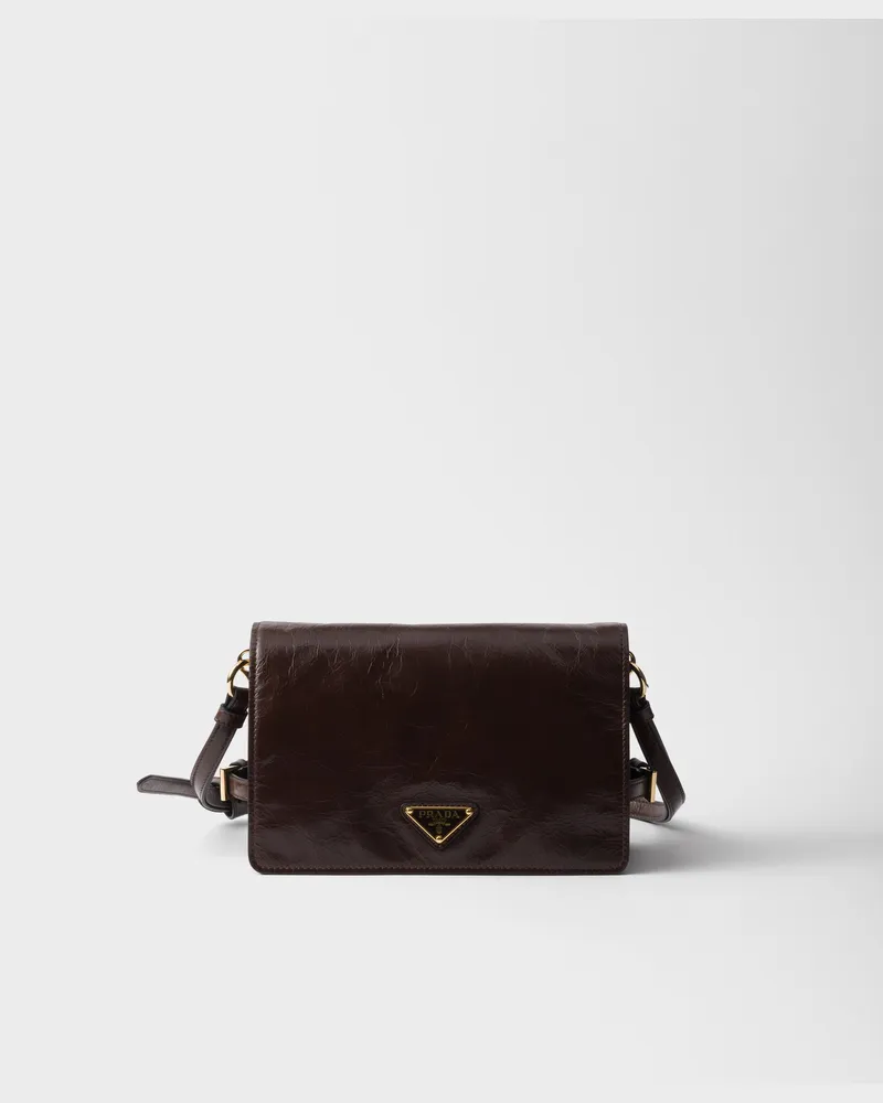 Prada Schultertasche aus Leder Dunkelbraun