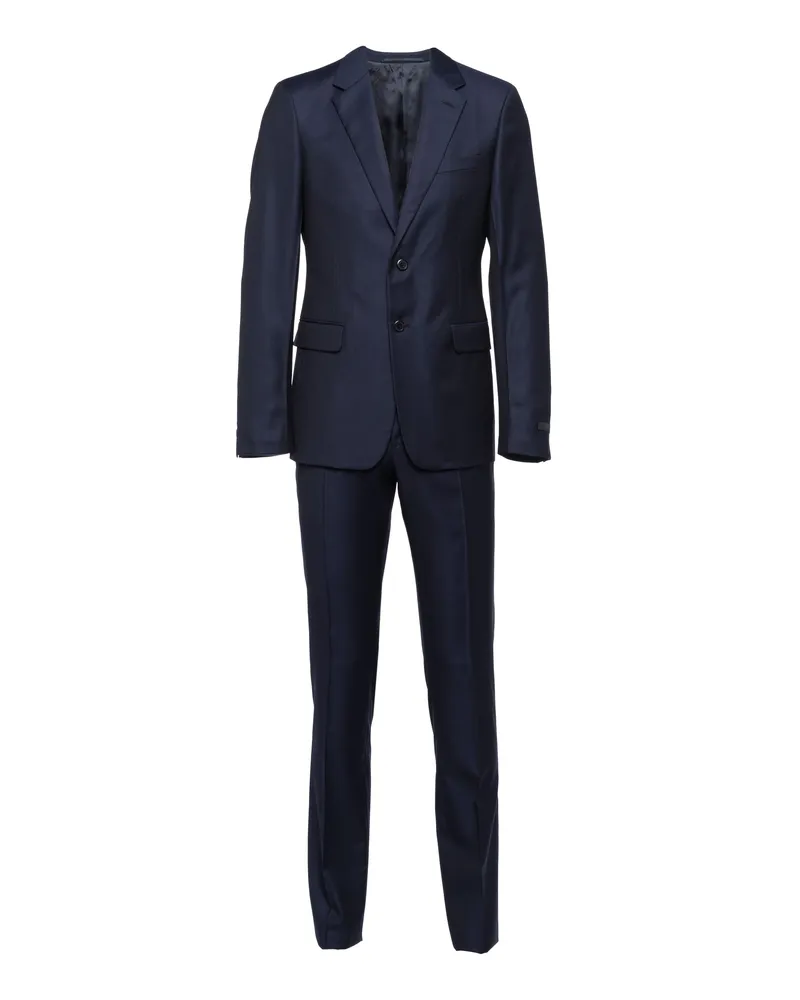 Prada Einreihiger Anzug Aus Wolle, Herren, Blau, Größe Blau