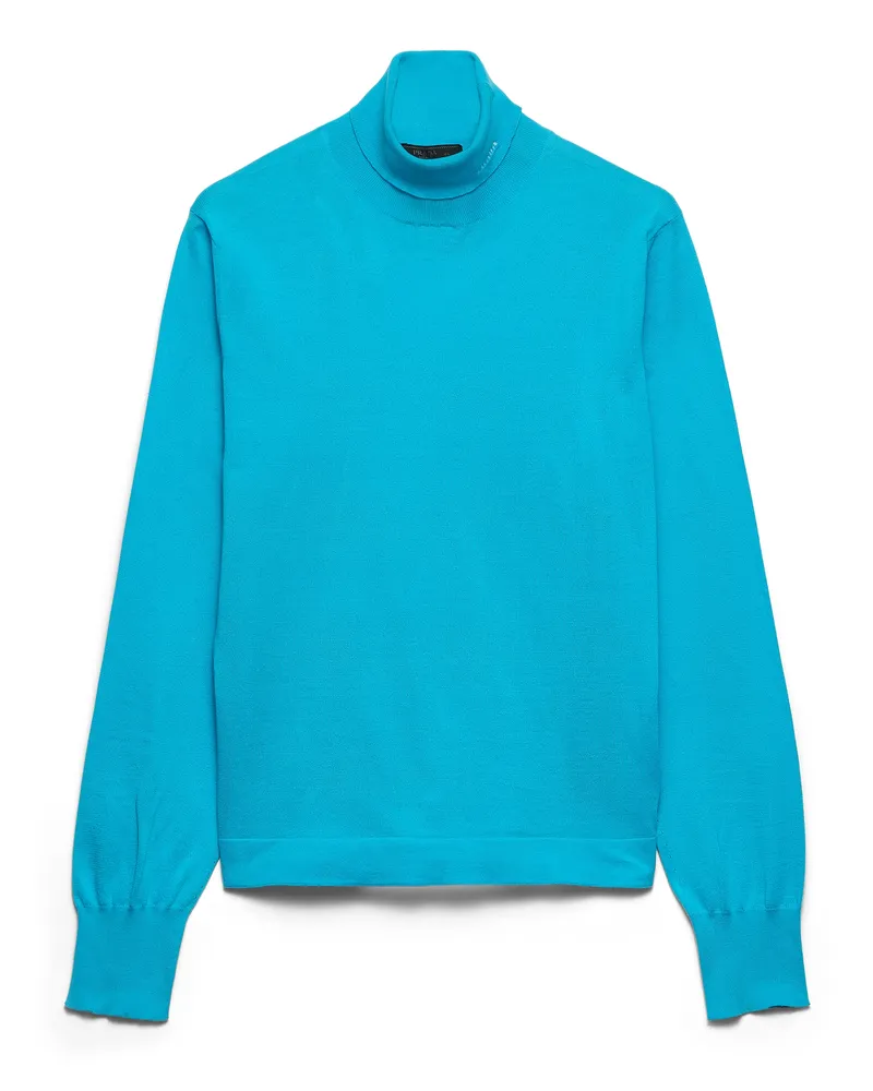 Prada Rollkragenpullover Aus Baumwolle, Herren, Türkis, Größe Türkis