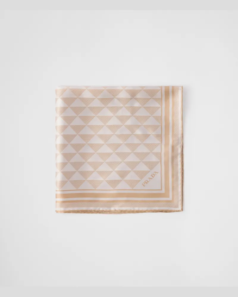 Prada Schal aus Seide mit Print, 55 x 55 Cameo-beige