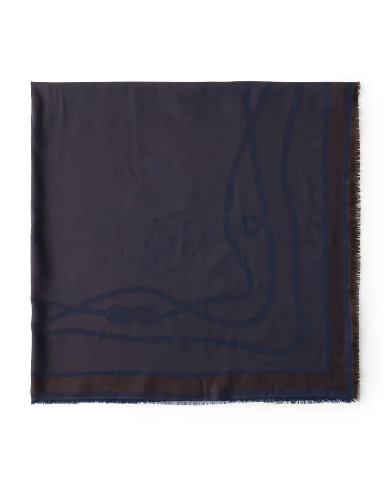 Prada Jacquard-schal Aus Seide, Kaschmir Und Wolle, Damen, Kakao/kalkweiß Kakao